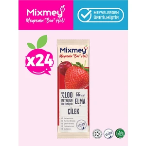 Çilek Meyve Barı 24 Adet | Sağlıklı Atıştırmalıklar – Vegan, Glutensiz, Koruyucusuz (20GR X 24 ADET)