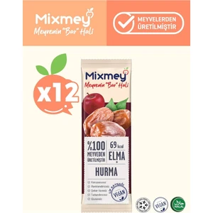 Hurma Meyve Barı 12 Adet | Sağlıklı Atıştırmalıklar – Vegan, Glutensiz, Koruyucusuz (20GR X 12 ADET)