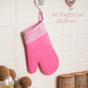 3137-2 Silikon Yanmaz Yapışmaz Fırın Eldiveni Pembe