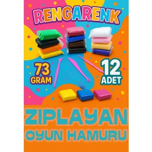 Zıplayan Oyun Hamuru Pofuduk Hava Temaslı Kuruyan Doğal Oyun Hamuru Kiti 12 Adet 73 Gram Karışık Renk