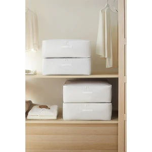 Home Wave 4 Adet Büyük Boy Gri Pötikare Baza Altı Valiz Düzenleyici Hurç 62 x 46 x 22 cm