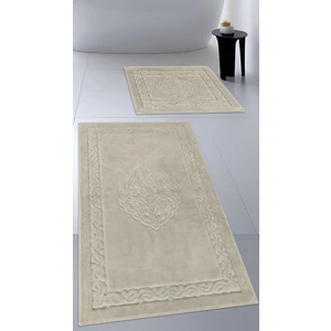 Cotton Crafty Pamuk Dokuma Su Emici Banyo Paspas Seti, Banyo Halısı, Victoria 2 Li Klozet Takım 60X100 - 60X50