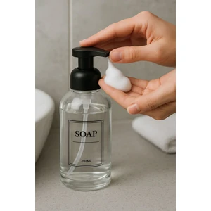 Kitchen Life Köpük Pompalı Cam Sabunluk– Köpük Çıkartan Şeffaf Cam Sıvı SABUNLUK-350 ml