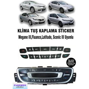 Placebo Sticker Renault Megane 3 / Fluence / Latitude / Scenic 3 Klima Tuş Sticker Seti