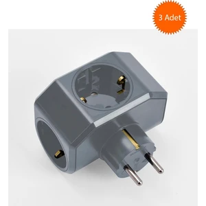 Yonca Plus Gri Üçlü Topraklı Priz 90303005-ZM ( 3 Adet )