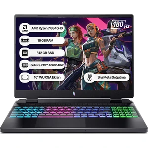 Nitro 16 NH.QSKEY.003 Ryzen 7 8845HS 16GB 512GB SSD RTX4060-140W Freedos 16" WUXGA 180Hz Taşınabilir Bilgisayar