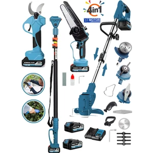 Wacker Pro Kimmer Seri 4 In 1 Set 2.7 mt Telaskopik Uzatma + Yağ Pompalı Testere + Akülü Tırpan + Bağ Makası