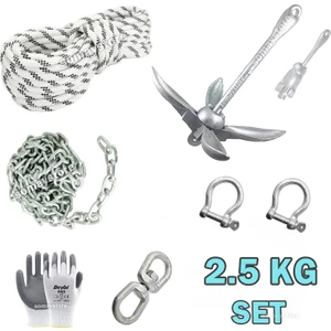 Marine Tekne ve Şişme Bot Için Hazır Çapa Seti 2.5 KG Şemsiye Çapalı