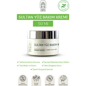Nalan Sultan | Sultan Yüz Bakım Kremi, E vitaminli, Yaşlanma Karşıtı, Nem Dengeleyici, %100 Natural (50 ml)