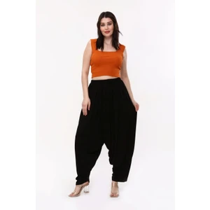 She Best Viskon Kumaş Siyah Belmando Kadın Şalvar