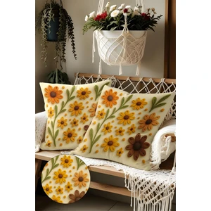 Belle Benoit 2’li Nakış Desenli, Çift Taraflı Baskı, Dekoratif Kırlent Kılıfı Seti – Bohem Stil, Fermuarlı