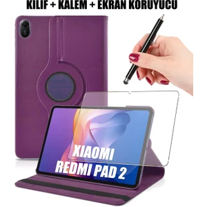 Nezih Case Redmi Pad 2 Uyumlu 360 Derece Dönebilen Uyku Modlu Standlı Akıllı Kılıf, Ekran Koruyucu ve Kalem Set