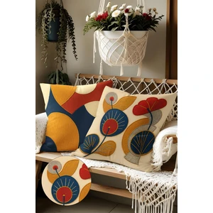 Belle Benoit 2’li Nakış Desenli, Çift Taraflı Baskı, Dekoratif Kırlent Kılıfı Seti – Bohem Stil, Fermuarlı