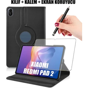 Nezih Case Redmi Pad 2 Uyumlu 360 Derece Dönebilen Uyku Modlu Standlı Akıllı Kılıf, Ekran Koruyucu ve Kalem Set