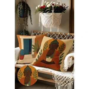 Belle Benoit 2’li Nakış Desenli, Çift Taraflı Baskı, Dekoratif Kırlent Kılıfı Seti – Bohem Stil, Fermuarlı