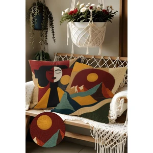 Belle Benoit 2’li Nakış Desenli, Çift Taraflı Baskı, Dekoratif Kırlent Kılıfı Seti – Bohem Stil, Fermuarlı