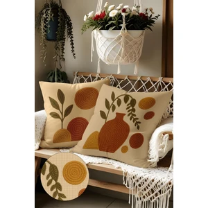 Belle Benoit 2’li Nakış Desenli, Çift Taraflı Baskı, Dekoratif Kırlent Kılıfı Seti – Bohem Stil, Fermuarlı