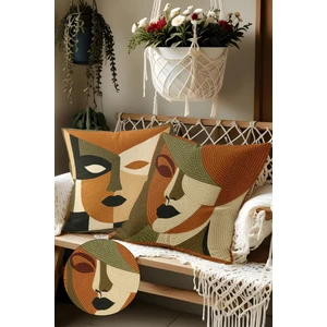 Belle Benoit 2’li Nakış Desenli, Çift Taraflı Baskı, Dekoratif Kırlent Kılıfı Seti – Bohem Stil, Fermuarlı