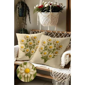 Belle Benoit 2’li Nakış Desenli, Çift Taraflı Baskı, Dekoratif Kırlent Kılıfı Seti – Bohem Stil, Fermuarlı