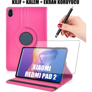 Nezih Case Redmi Pad 2 Uyumlu 360 Derece Dönebilen Uyku Modlu Standlı Akıllı Kılıf, Ekran Koruyucu ve Kalem Set
