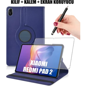 Nezih Case Redmi Pad 2 Uyumlu 360 Derece Dönebilen Uyku Modlu Standlı Akıllı Kılıf, Ekran Koruyucu ve Kalem Set