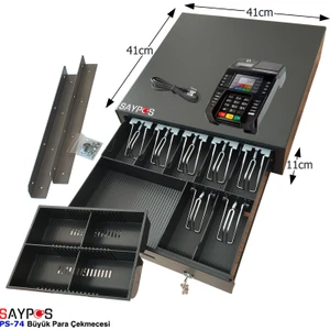 Masa Altı Montaj Askılı ve Ingenico MOVE5000F/IDE280 Yazarkasalarla Uyumlu Para Çekmecesi 41X41X11CM