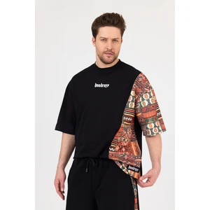 Erkek Ön ve Kol Garnili T-Shirt Oversize