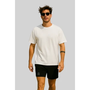 Mernil Store %100 Organik Pamuk Nefes Alan Tok Yumuşak Dokulu Premium Yarım Oversize Bisiklet Yaka Basic Erkek/Unisex  Tişört Beyaz