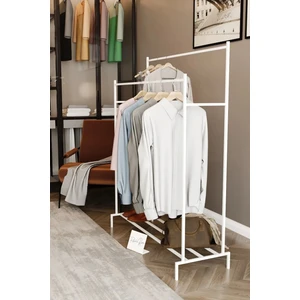 Beyaz Ikili Konfeksiyon Askısı Ayaklı Askılık Elbise Askılığı Beyaz Portmanto