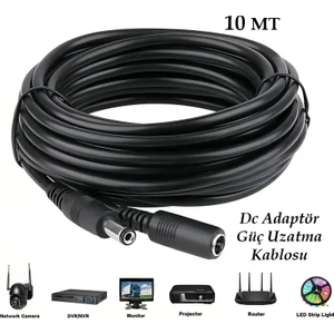 Dc Adaptör Uzatma Kablosu 5.5 * 2.1 mm Dişi Erkek Güç Uzatma Kablosu 10 Metre