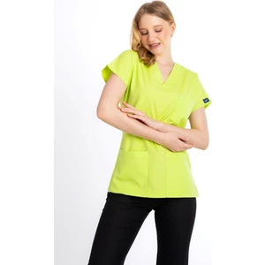 Uçak Medikal Neon Sarı Core-flex Likralı Tek Üst