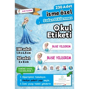 Elsa Temalı Kişiye Özel Isimli Defter Kalem Okul Etiketi, Yırtılmaz Pvc Etiket, Sudan Etkilenmez