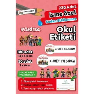 Roblox Temalı Kişiye Özel Isimli Defter Kalem Okul Etiketi, Yırtılmaz Pvc Etiket, Sudan Etkilenmez