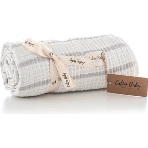 Caline Baby 4 Katlı Premium %100 Pamuk Müslin Battaniye| 120x120 cm | Gri Çizgili