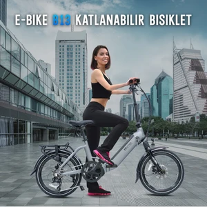 Asvıva B13M Ortadan Motorlu Katlanabilir Elektrikli Bisiklet – 36V Samsung Batarya, Gri, 20” Jant