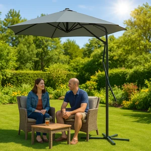 Yuvart 250/6 Yandan Gövdeli Bahçe Şemsiyesi Gri