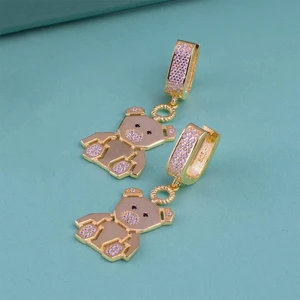 Gümüş Pazarım Kartanesi Model Özel Tasarım Altın Kaplama Top Zincirli 925 Ayar Gümüş Küpe