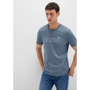 Mavi Logo Baskılı Gri Tişört 065781-80889