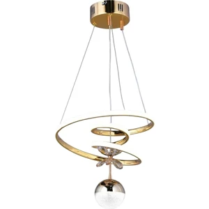 Kaos Mini Top'lu Gold Kaplama Modern Sarkıt 3 Renk LED Avize Salon - Oturma Odası Ledli Avize Gold