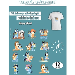 Agg Reklam Ütü ile Yapışan Kıyafet Etiketi Bluey Serisi -1 12LI Set