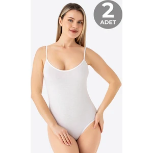 Arma Yıldız Kadın Beyaz İp Askılı Çıtçıtlı Atlet Body Zıbın Pamuklu Likralı 2'li Paket