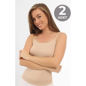 Arma Yıldız Kadın Ten Rengi Bambu İp Askılı Atlet 2'li Paket Nefes Alabilir ve Yumuşak Kumaş