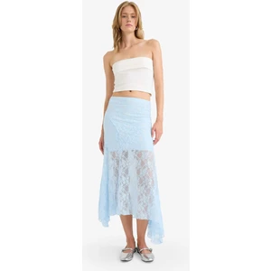 Beli Lastikli Yarım Astar Dantel Midi Etek F8041AX25SM