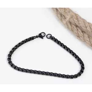 Gümüş Pazarım Siyah Yuvarlak Zincir Erkek  Çelik Bileklik