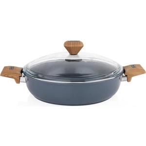 Fiesta Seramik Basık Tencere - Siyah / Açık Kahverengi - 28 cm