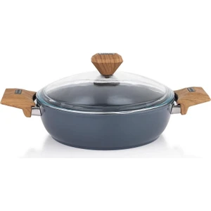 Fiesta Seramik Basık Tencere - Siyah / Açık Kahverengi - 24 cm