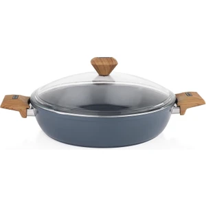 Fiesta Seramik Basık Tencere - Siyah / Açık Kahverengi - 30 cm