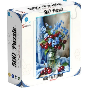 Soi Craft 500 Parça Puzzle Kiraz ve Mavi Çiçekler Natürmort