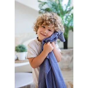 Caline Baby 4 Katlı Premium %100 Pamuk Müslin Battaniye| 120x120 cm | İnfinity Mavi