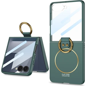 Samsung Galaxy Z Flip 7 Kılıf Manyetik Şarj Özellikli Yüzüklü Sert Kıpta Kapak